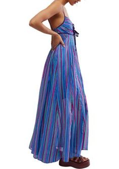 Effortlessly ethereal, this breezy maxi dress from Free People is elevated by a bold open-back detail. | Free People Women's Dream Weaver Maxi Dress, Small Blue Maxi Backless Dress With Tie Back, Blue Backless Maxi Dress With Tie Back, Floor-length Tie Back Maxi Dress For Beach, Spring Blue Maxi Length Backless Dress, Multicolor Maxi Dress With Tie Back, Casual Backless Maxi Dress Beach Cover-up, Casual Backless Maxi Dress For Beach Cover-up, Blue Floor-length Maxi Dress For Beach Cover-up, Blue Floor-length Maxi Dress For Beach