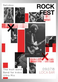 the rock fest flyer is designed to look like it has been made with photos and text