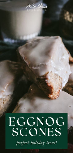 an eggnog scones with frosting on top