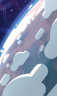 an animated image of clouds floating in space