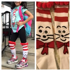 Crazy sock day, Dr. Seuss, The Cat in the Hat Dr Seuss Socks, Crazy Sock Day Ideas, Crazy Sock Day, Wacky Socks, Seuss Crafts, Dr. Seuss, Dr Seuss Week