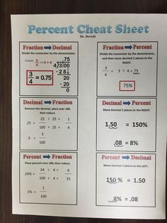 a piece of paper with numbers and fractions written on it that says percent sheet sheet