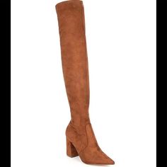 Steve Madden Huntley Pointed Toe Block Heel Over-The-Knee Boots Color:Cognac Fall Suede Knee-high Boots With Pointed Toe, Suede Knee-high Boots With Pointed Toe For Fall, Brown Knee-high Boots For Spring, Tall Brown Boots With Pointed Toe, Knee-high Suede Boots For Spring, Tall Shaft Suede Boots For Spring, Tall Suede Boots For Spring, Brown Pointed Toe Knee-high Boots For Spring, Brown Suede Knee-high Boots With Pointed Toe