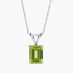 Peridot takes center stage in this emerald cut peridot pendant. This necklace is crafted in 14k gold, making it the perfect piece to wear on its own or layered for a maximalist look. Peridot Pendant, Center Stage, Emerald Cut, Semi Precious Gemstones, Gemstone Necklace, Birthstone, Semi Precious, Emerald, Jewelry Necklaces