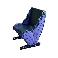 a purple and black butterfly wing chair