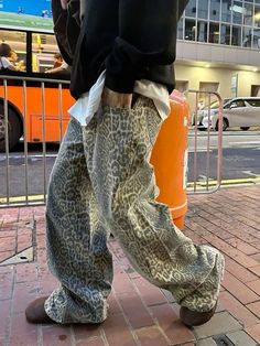 Jean Wide Leg, Retro Trousers, Jean Trousers, Panther Print, Leopard Jeans, Pants Y2k, Street Fashion Men Streetwear, Denim Pants Women, Printed Jeans