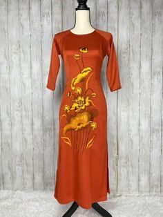 🌻Pre-made ao dai, Vietnamese long dress, Pre-made ao dai for women, women clothing, ao dai for girls, ao dai for boys 🌻This Set includes 1 long dress and 1 pant ( pants got same fabric and color as top) 🌻 The measurement of this ao dai (long dress) is in Vietnamese size (American size tends to be bigger for the same size). Please LOOK AT THE SIZE CHART CAREFULLY BEFORE ORDERING. There might have some chalk writings on the fabric due to making process. These marks can be washed away easily. 🌻 Festive Long Fitted Cheongsam, Traditional Fitted Long Ao Dai, Traditional Long Fitted Ao Dai, Fitted Full-length Ao Dai For Festive Occasions, Festive Full-length Fitted Ao Dai, Traditional Fitted Embroidered Ao Dai, Traditional Fitted Ao Dai For Spring, Fitted Long Embroidered Ao Dai, Embroidered Fitted Long Ao Dai