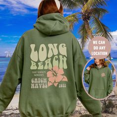 "Ocean Beach Hoodie Preppy Siesta Beach Hoodies Aesthetic clothes Trendy Sweatshirt Oversized Hoodie Y2K clothing Beach Shirts: https://etsy.me/3rOIGBS Beach Sweatshirt: https://etsy.me/3pdRnVI Beach Hoodie: https://etsy.me/37eabgO OUR SIZING IS ADULT UNISEX. This means it will be larger than normal women's sizing.  Please see photos for size charts 🌻 Please read the full description:   This hoodie/sweatshirt sizing is NOT oversized.  You need to order at least 1-2 sizes larger for the extra ba Oversized Long Sleeve Vsco Hoodie, Oversized Vsco Sweatshirt For Streetwear, Oversized Vsco Sweatshirt For Winter, Vsco Long Sleeve Hoodie With Letter Print, Vsco Style Hoodie With Letter Print, Vsco Style Long Sleeve Sweatshirt For Streetwear, Long Sleeve Vsco Sweatshirt For Loungewear, Green Hoodie With Letter Print For Loungewear, Green Letter Print Hoodie For Loungewear