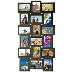 a collage of photos hanging on a wall with multiple pictures in it's center