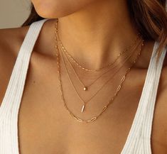 14k gold filled & made to live in! This necklace is the perfect layering piece. Adjustable in the back with 2 inches of extension chain. Simple Everyday Paperclip Chain Jewelry, Delicate Double Strand Charm Necklaces For Everyday, Delicate Double Strand Charm Necklace For Everyday, Everyday Charm Necklaces With Paperclip Chain In 14k Gold, Dainty 14k Gold Filled Chain Necklace For Everyday, Delicate 14k Gold Filled Charm Necklaces For Layering, Dainty 14k Gold Filled Charm Necklaces For Everyday, Dainty Everyday Charm Necklaces In 14k Gold Filled, Everyday 14k Gold-filled Delicate Chain Jewelry