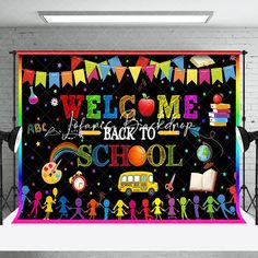 the welcome back to school backdrop is shown