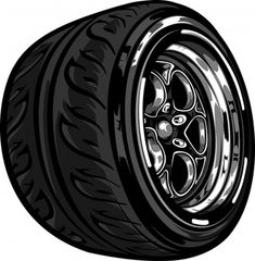 a black and white drawing of a car tire