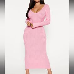 Brand New With Tags! This Item Is Very Stretchy! Size Small But Fits A Medium. Model Pictures From Website Attached Above. Kallan Knit Dress, Multicolor Maxi Dress, Pink Sweater Dress, White Lace Wedding Dress, Dresses Fashion Nova, Ankle Dress, Ribbed Sweater Dress, Long Sweater Dress, Tie Dye Maxi Dresses