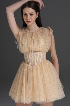 Corset Star Gold Champagne Tulle Mini Dress