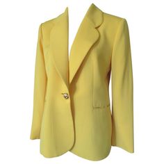 Check out this item from 1stdibs! Christian Dior Paris Yellow Blazer: https://www.1stdibs.com/id-v_6097191 Dior Clothing, Dior Boutique, Christian Dior Paris, Dior Paris, Yellow Blazer, Vintage Christian Dior, Tuxedo Jacket, Vintage Blazer, Luxury Dress