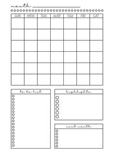 the printable planner is shown in black and white