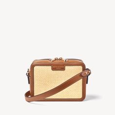 Aspinal of London - £350.00 GBP | Complementing any laid-back summer wardrobe, our Camera Crossbody Bag in natural woven raffia with tan leather accents encapsulates an effortlessly cool summer aesthetic, taking the wearer from city to sea with ease. #aspinaloflondon #raffiacrossbodybag #AD #uk London Logo, Woven Leather Bag, Leather Camera Bag, Aspinal Of London, Rfid Wallet, Best Wallet, Raffia Bag, Signature Hardware, Leather Weaving