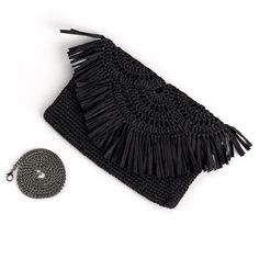 Our black raffia clutch purse bag will complete your bohemian chic look during spring summer days and evenings! You can use it as a clutch purse bag or a crossbody bag with a long chain strap. It's an everyday piece offering optimal capacity and easy carrying with a long strap to grab and go. It's also a great gift idea for your loved ones! > It is exclusively handmade ! > The main material 100% natural raffia paper yarn. > It has a long metal shoulder strap. > The dimensions of the bag are 18 c Raffia Beach Bag, Summer Clutch Bag, Large Clutch Purse, Hand Cleaning, Summer Clutch, Paper Yarn, Straw Clutch, Large Clutch, Bag Summer