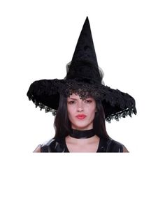 Bringen Sie Ihren Halloween-Hexenstil mit dem Hexenhut mit schwarzer Spitzenkrempe auf die nächste Stufe! Dieser schwarze, lustige Gothic-Hexenhut (18" x 19") hat glitzernde schwarze Spitze um die Krempe und eine spitze, konische Oberseite, die in schwarzen Chiffon mit Mond- und Sternenmustern im Stoff und einer großen Schleife gehüllt ist. Er wird an Halloween ein Hit sein, egal ob bei „Süßes oder Saures“ oder für eine Party. Vergessen Sie Ihren Hexenbesen nicht (auf unserer Seite separat erhältlich)! Auch toll für Cosplay, Mottopartys, Theaterproduktionen, Harry Potter und mehr. Einheitsgröße passt den meisten Teenagern und größeren Kindern. Andere Hexenkostüme und Accessoires werden auf unserer Seite separat verkauft – je nach Verfügbarkeit. Celestial Witch, Witch Costumes, Witch Fashion, Witch Broom, Large Bow, Witch Hat, Halloween Witch, Star Designs, Stars And Moon