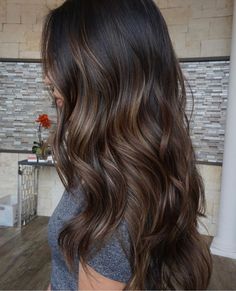 Brown Hair Balayage Chocolate, Long Chocolate Brown Hair Balayage, Long Brown Hair With Subtle Highlights, Darker Balayage Hair, Subtle Chocolate Brown Balayage, Chocolate Brown Hair Babylights, Darker Hair Balayage, Hair With Subtle Highlights, Shades Of Brown Hair Color Balayage