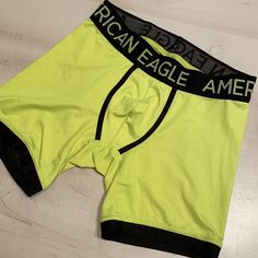 American Eagle Men's 4.5" Inseam Flex Boxer Brief Aeo Flex / Trunk Neon Yellow & Black Size: Xs Nwot - New Never Worn. Sat In My Son's Drawer Bundle To Automatically Save 15% On Three Items! Bundle Multiple Likes And I Will Send A Special Offer! Great Reviews Lightning Fast Shipping Non-Smoking Home No Trades Please Green Breathable Boxer Briefs For Sports, Green Compression Sporty Boxer Briefs, Sporty Green Compression Boxer Briefs, Green Casual Sports Boxer Briefs, Sporty Green Bottoms Multi-pack, Sporty Green Multi-pack Bottoms, Green Moisture-wicking Boxer Briefs For Sports, Yellow Fitted Boxer Briefs For Sports, Green Anti-odor Sports Boxer Briefs