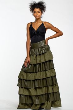 Layered Maxi Skirt, Skirt With Ruffles, Sequin Midi Skirt, Pu Fabric, Long Skirt, Cocktail Party, Ruffles, Maxi Skirt, Midi Skirt