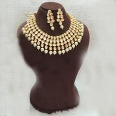 Gold Rodium Polish White and Off White color Necklace in Metal Alloy studded with Beads, Kundan Luxury 22k Gold White Kundan Necklace, Color Necklace, Metal Necklace, White Necklace, Off White Color, Metal Necklaces, White Color, Off White, Beads