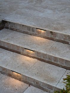 some steps lit up with lights on them