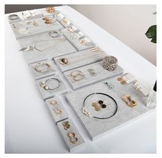 Grey Rock Jewelry Display SetIdeal for highlighting your favorite jewelry and accessories.It’s perfect for retail stores, business shows or personal use at home.FEATURES- A great choice for storing and displaying all of your accessories to keep your vanity neat and organized.- Perfect solution for holding and displaying your bracelets, necklaces, watches and hair ties...and so on.- It could be placed in the bathroom, bedroom, vanity, storefront windows because it's perfect for showcasing your it Minimalist Jewelry Display, Storefront Windows, Jewelry Display Booth, Creative Jewelry Displays, Jewelry Table Display, Diy Earring Holder, Jewelry Store Displays, Jewelry Shop Display, Grey Rock