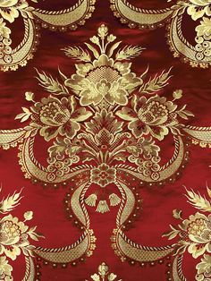 Old World Weavers Reale Nastri Cherry Gold Fabric Gold Color Number, Timeless Room, Scalamandre Fabric, Elegant Living Room Design, Gold Color Palettes, Modern Vintage Decor, Concept Home, Lee Jofa, Elegant Living Room