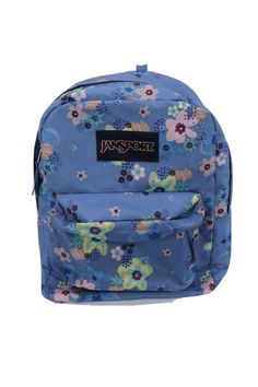 Jansport Backpack Youth to Adult Blue floral Preowned Jansports Backpack with working zipper clean simple backpack with front pocket measures 12 inches wide  x 15 inches tall x 5 inches deep Blue Jansport Backpacks Aesthetic, Jansport Half Pint Backpacks, Jansport Backpacks Blue, Dark Blue Jansport Backpack, Trans By Jansport Backpacks, Mochila Jansport, Simple Backpack, Jansport Backpack, Front Pocket