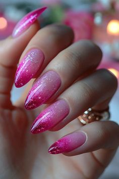 Nails Art 2024, Fuschia Pink Nails, Pink Party Nails, Gradient Pink Nails, Nail Ideas Ombre, Pink Nails Neon, Pink Nail Ideas, Nail Art Ideas For Summer, Art Ideas For Summer