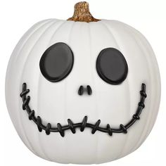 a jack - o'- lantern pumpkin with black eyes and mouth is shown in front of a white background