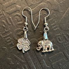 @Pixielife Hand Crafted Stainless Steel Hypoallergenic Earrings And Tibetan Silver Lucky Four Leaf Clover And Elephant Charms For Pierced Ears Other Fun Matching And Mismatched Pairings Are Available In This Closet (Make Your Own Mismatches) Owls 1 1/2” Long Lock & Key. 1 1/4” Long Heart & Crown Celtic Keys Floral Keys Musical Staff 2” Long Star & Starfish Pixie & Pony Lucky Elephant & 4 Leaf Clover Butterflies Are On Sterling Silver Only Someone Really Paying Attention Will Notice The Whimsical Silver Hypoallergenic Jewelry For Good Luck, Hypoallergenic Silver Good Luck Jewelry, Silver Symbolic Hypoallergenic Earrings, Silver Hypoallergenic Symbolic Earrings, Lucky Four Leaf Clover, Heart Crown, Lucky Elephant, 4 Leaf Clover, Elephant Charm