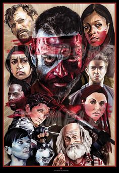 the walking dead movie poster with many different faces and facial expressions on it's face