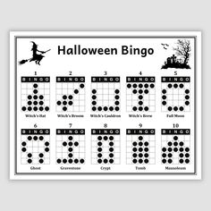 a printable halloween bingo game with the numbers 1 - 10 and witch on it