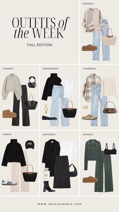 autumn fits Outfits Of The Week, Capsule Wardrobe Casual, Capsule Wardrobe Women, Capsule Wardrobe Outfits, Fashion Capsule Wardrobe, Capsule Outfits, Weekly Outfits