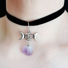 SPECIFICATIONS Style: Bohemia Shape\pattern: Moon Metals Type: Zinc alloy Material: Cubic Zirconia Fine or Fashion: Fashion Chain Type: Rope Chain Amethyst Choker, Wire Wrapped Moon, Triple Moon Goddess, Gothic Witch, Black Velvet Choker, Necklace Gothic, Gothic Necklace, Triple Moon