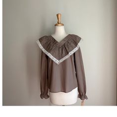 Vintage Victorian Style Romantic Blouse https://www.etsy.com/roguegirlvintage/listing/1496301860 Long Sleeve Lace Blouse With Lace Collar, Lace Blouse With Lace Collar And Long Sleeves, Fall Lace Patchwork Long Sleeve Blouse, Feminine Fall Blouse With Lace Patchwork, Feminine Lace Patchwork Blouse For Fall, Long Sleeve Blouse With Lace Patchwork For Fall, Feminine Lace Collar Top For Fall, Feminine Tops With Lace Collar For Fall, Feminine Fall Tops With Lace Collar