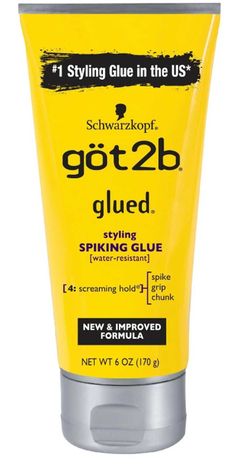 Schwarzkopf Got2B Glued SPIKING GLUE 6Oz Yellow - Elevate Styles Got 2b Glued, Bad Dandruff, Got 2b, Got2b Glued, Schwarzkopf Got2b, Hair Glue, Beauty Makeover, Gel Glue, Spiked Hair