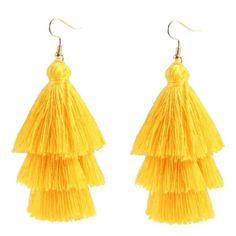 Long Fringe Earrings Gold Detail. Also Available In Royal Blue And Wine/Cabernet New In Package Yellow Fringe Tassel Earrings, Yellow Fringe Earrings For Summer, Elegant Yellow Fringe Earrings, Elegant Yellow Tassel Earrings For Summer, Yellow Fringe Earrings As Gift, Yellow Fringe Tassel Drop Earrings, Yellow Dangle Tassel Earrings For Party, Yellow Tassel Earrings For Summer Gift, Yellow Tassel Drop Earrings For Party