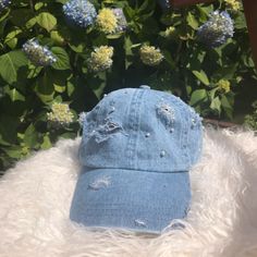 This Handmade Distressed Denim And Faux Pearl Hat Is So Unique And Perfect For Summer! The Pearls Are Affixed With Metal Prongs So They Stay Firmly In Place. Also Available In Other Colors In My Closet. Bundle With Other Items To Save 10% And Save On Shipping. Buy With Confidence: 5 Star Rated Top Seller And Fast Shipper Denim Hat / Dad Hat / Dad Cap / Ponytail Hat / Distressed Hat / Distressed Jeans / Destroyed Denim / Embellished Hat Denim Blue Hat With Curved Brim, Trendy Washed Baseball Cap, Adjustable Denim Cap, Summer Washed Blue Denim Hat, Trendy Denim Hat For Spring, Spring Blue Denim Hats, Adjustable Denim Blue Hat, Adjustable Denim Blue Hat For Spring, Curved Brim Denim Blue Hat