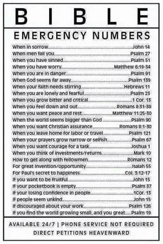 the bible emergency numbers page on an iphone