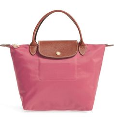 Main Image - Longchamp 'Mini Le Pliage' Handbag Longchamp Mini Le Pliage, Longchamp Large Le Pliage Tote, Longchamp Bags, Nylon Tote, Mini Handbags, Canvas Backpack, Longchamp Le Pliage, Embossed Leather, Leather Trims