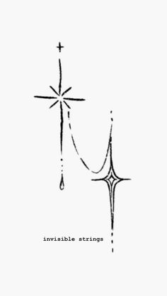 an ink drawing of a star with the words invisible strings written below it in black on a white background