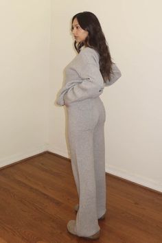 Sweeney Pant Featuring an oversized wide leg pants in the color grey Style Number 85749 60% Acrylic, 40% Cotton Maxi Jumpsuit, Purse Scarf, Athleisure Tops, Grey Style, Silk Bottoms, Shorts Sweatpants, Leather Denim, Outerwear Sweater, Denim Pant