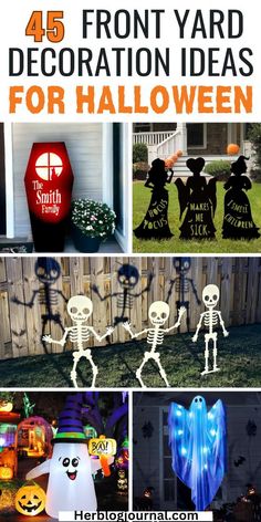 halloween front yard and porch decoration ideas Porch Decoration Ideas, Spooky Diy Halloween Decor, Spooky Diy, Haunted House Halloween, Elegant Halloween, Spooky Halloween Decorations