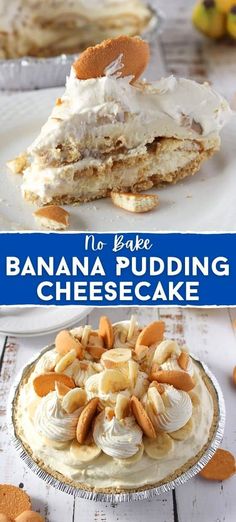 no bake banana pudding cheesecake with almonds on top and in the bottom