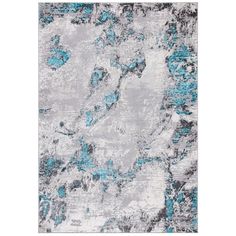 an abstract rug with blue and gray colors