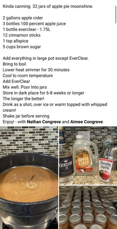 the ingredients for an apple cider recipe are shown